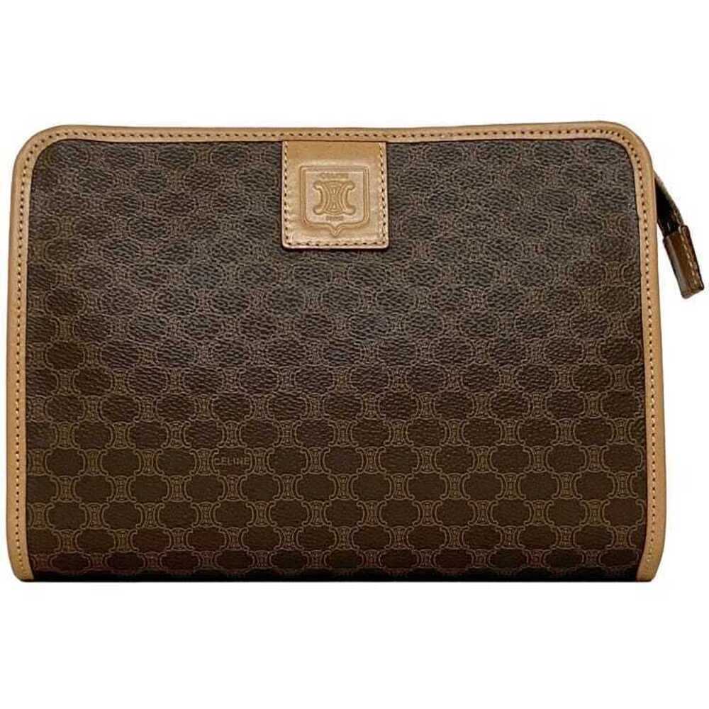 Celine Clutch Bag Brown Beige Macadam Clutch Shoulder All over Zipper